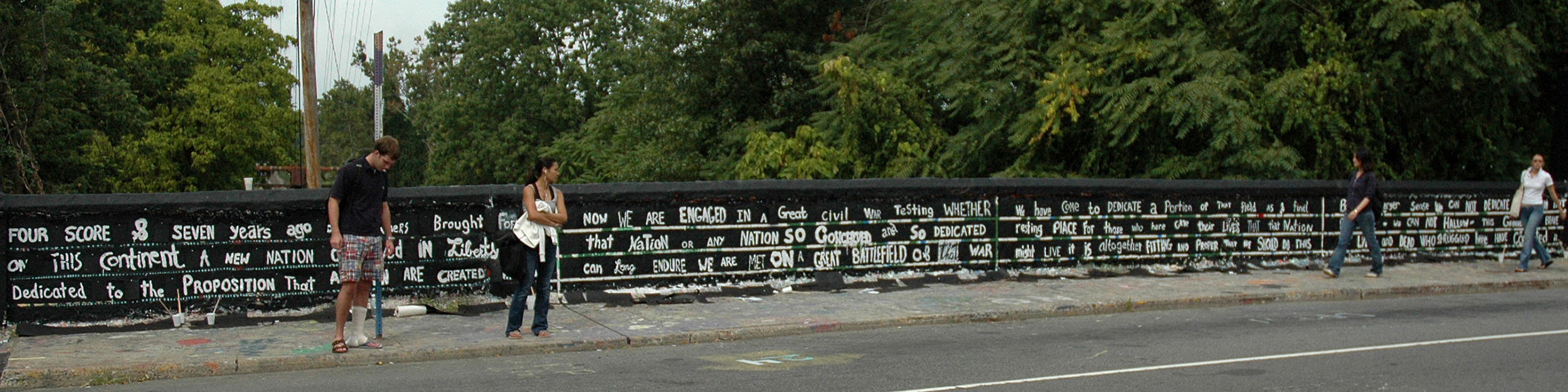 Public art, created in 2005 by artist Sanda Iliescu, the Charlottesville community member and UVA Students on Beta Bridge featuring the 271 words of Abraham Lincoln&#039;s Gettysburg Address.