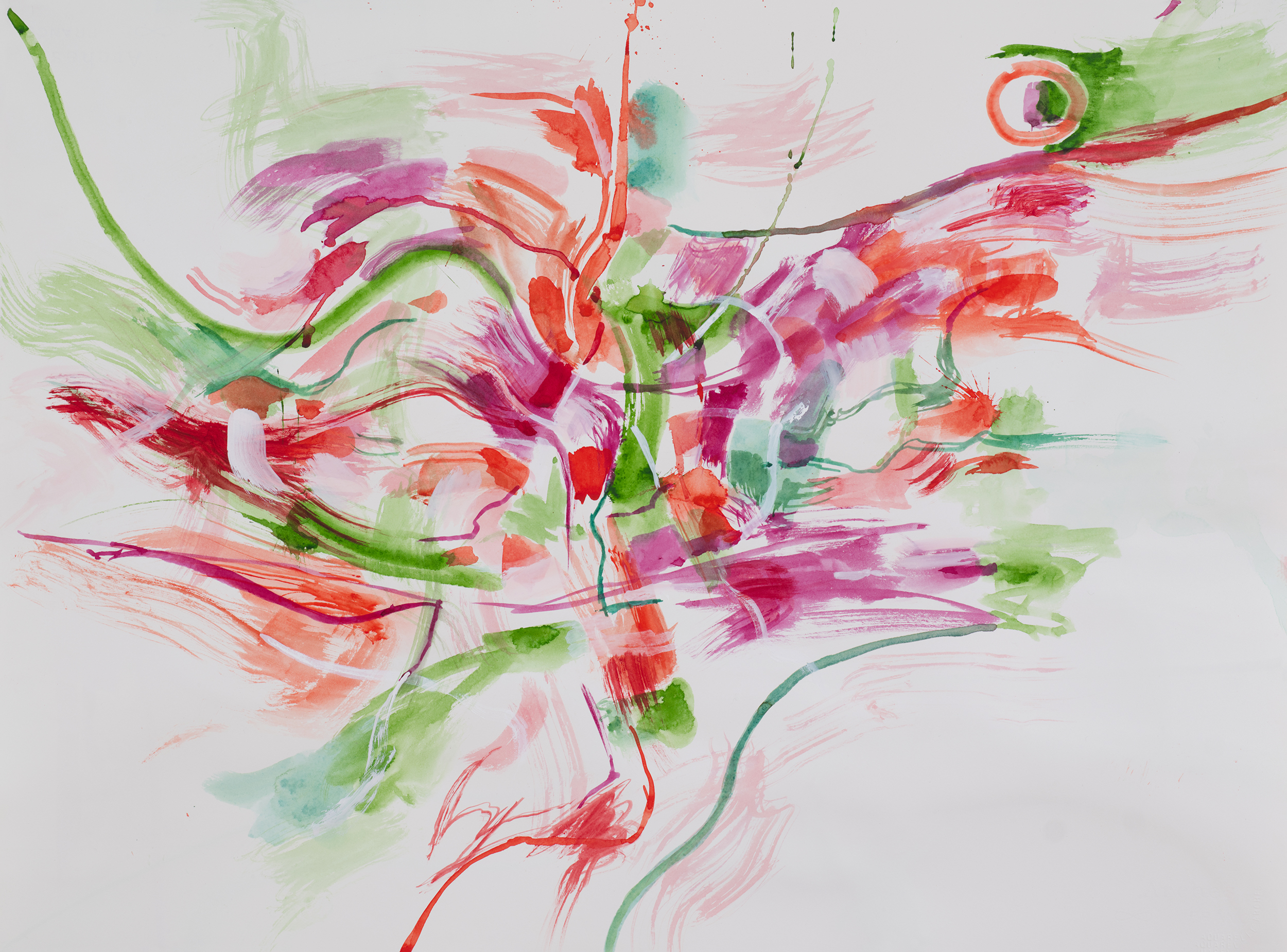 Watercolor on paper, painting by artist Sanda Iliescu, Summer Songs series